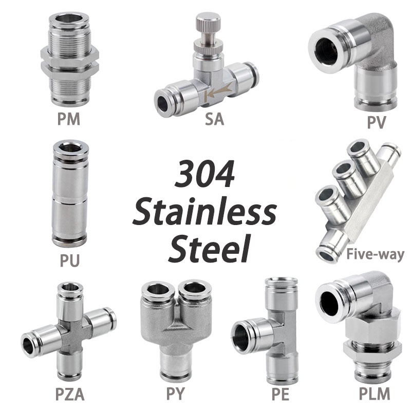 Compression Fitting Brass - 304 스테인리스 스틸 공압 커넥터 PU